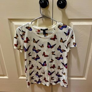 White butterfly tee